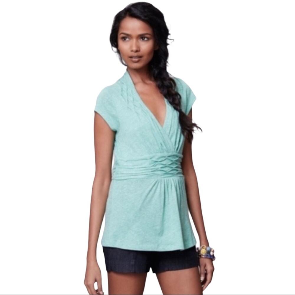 Anthropologie Green Gables Fit & Flare V-neck Tee Shirt Medium